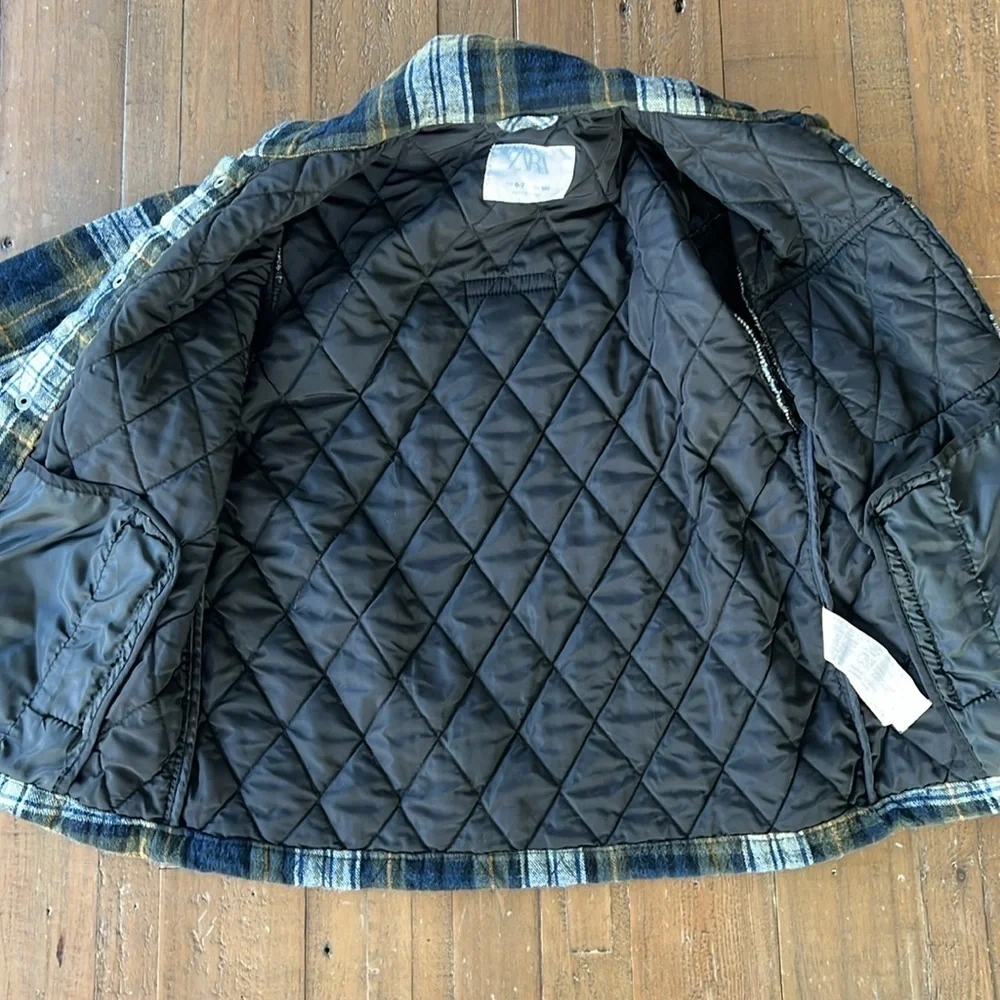 Zara flannel plaid shacket snap front jacket